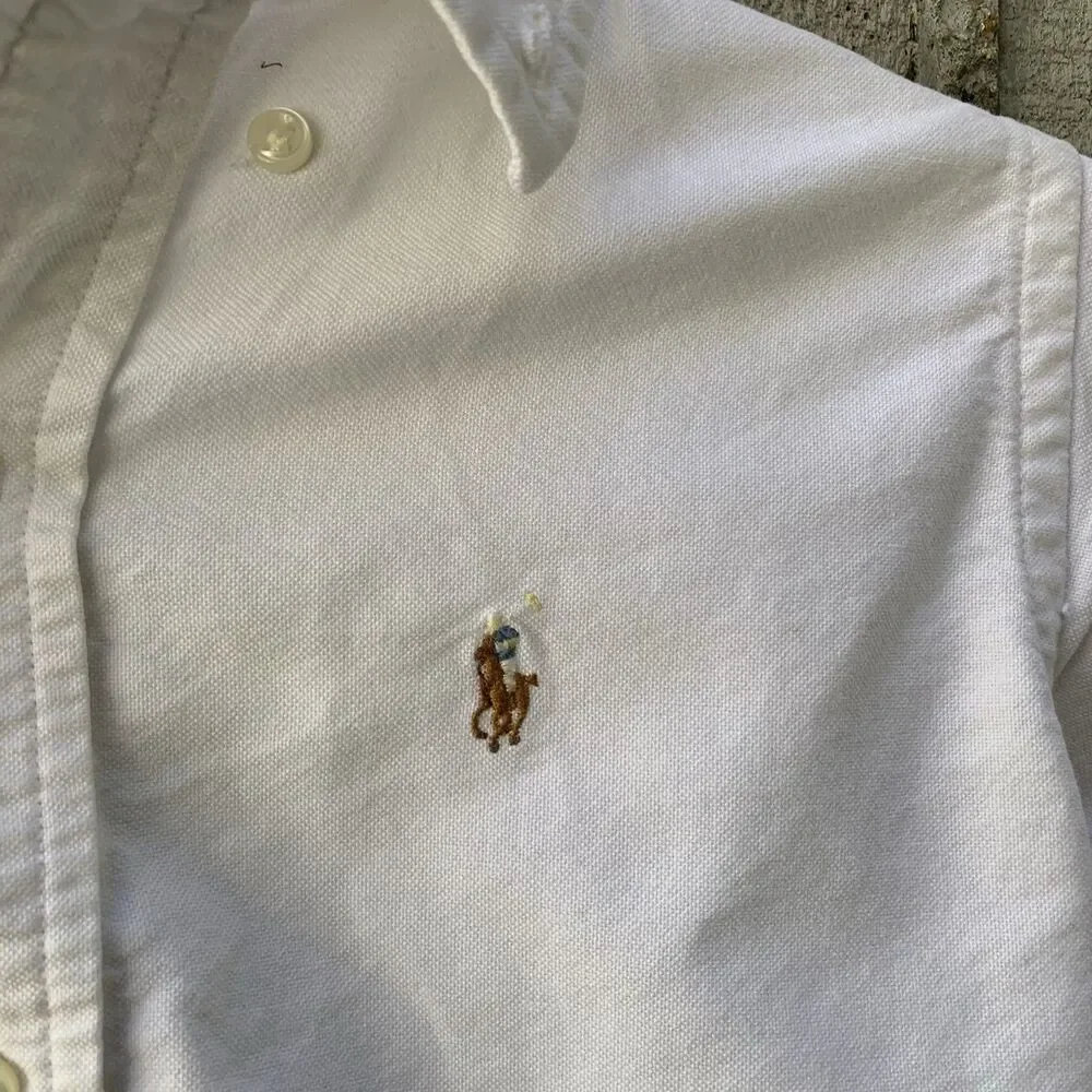 Ralph Lauren Boys Iconic Oxford Button Down Long Sleeve Shirt Casual Preppy Sz 5